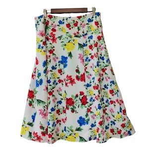 CALVIN KLEIN NWT white floral print midi skirt, size 10